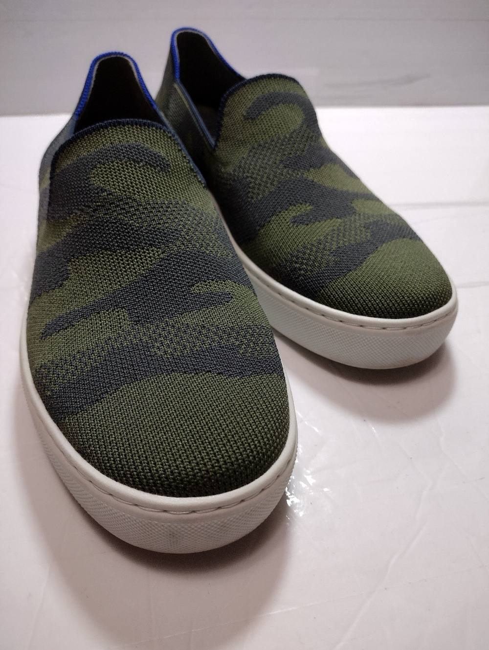Rothy's Green Camo Knit Slip-On Sneakers Women's Size 9